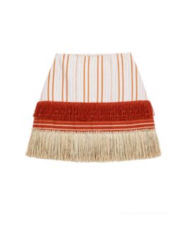 White and Burnt Orange Aso-Oke combination
